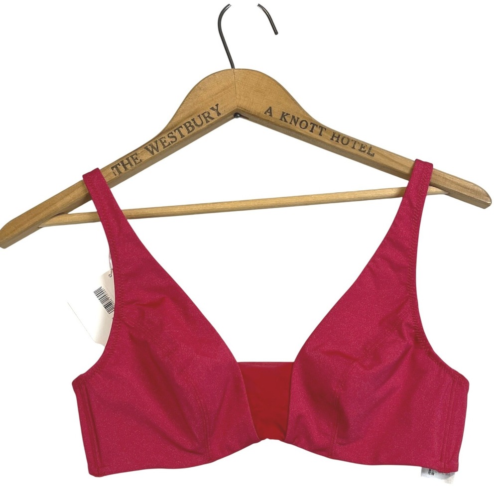 Wolford Juventas Beach Tanga Swim Top‎ Rubino Red B Cup Satin Adjustable Straps